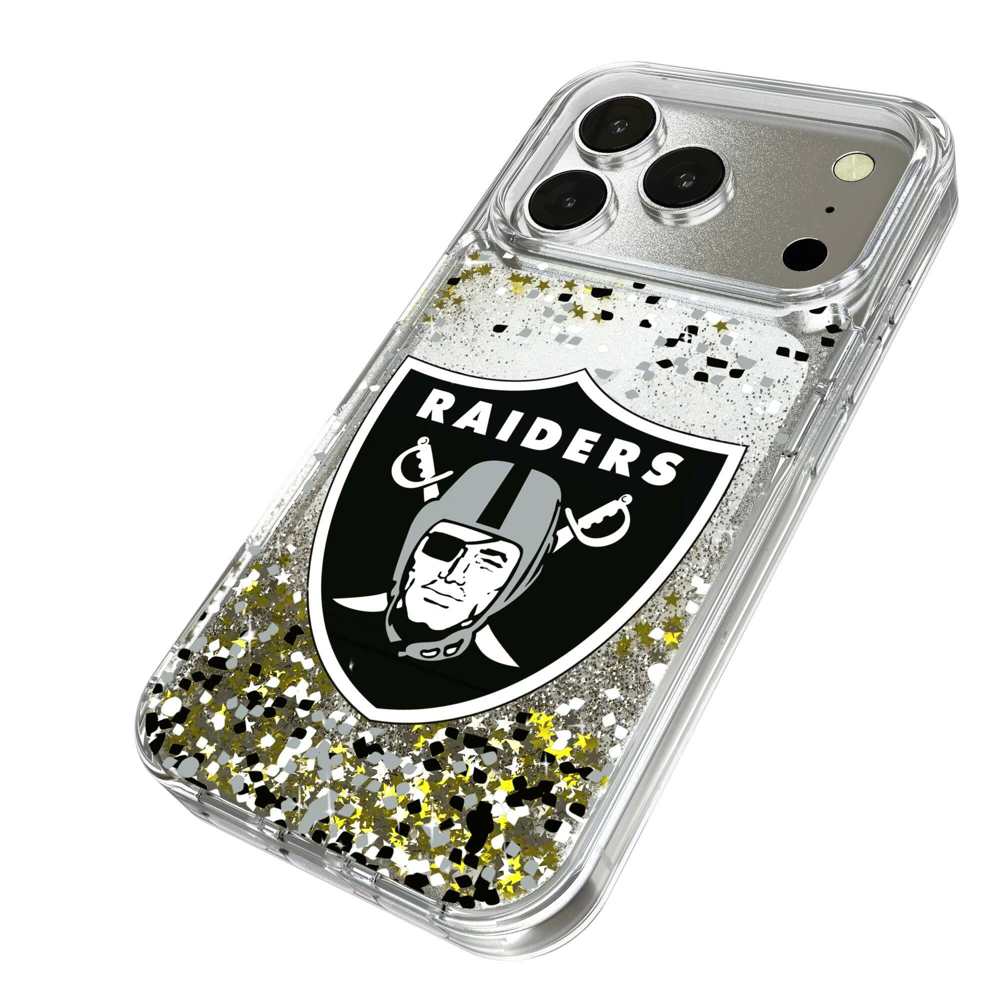 Alt View 1. Keyscaper - Las Vegas Raiders iPhone Glitter Case with Confetti Design - 15 - Multicolor.