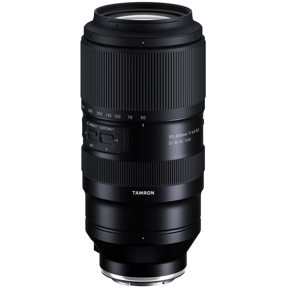 300 200 135 100 K MODE/1 CUSTOM/1 -2 OFF 3  
70  
50  
50-400mm F/4.5-6.3 IN VC VXD Di  
TAMRON