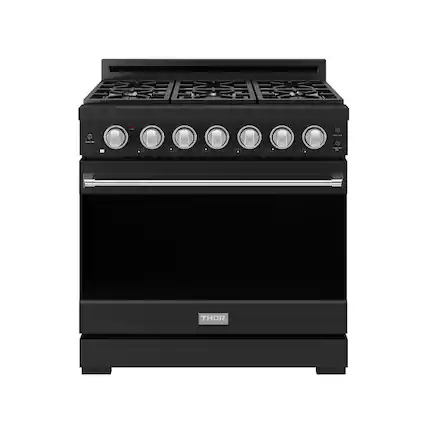 Front. Thor Kitchen - Gordon Ramsay Series by Thor Kitchen 6.0 Cu. Ft Freestanding Gas Range with Stainless Steel Hardware - Black.
