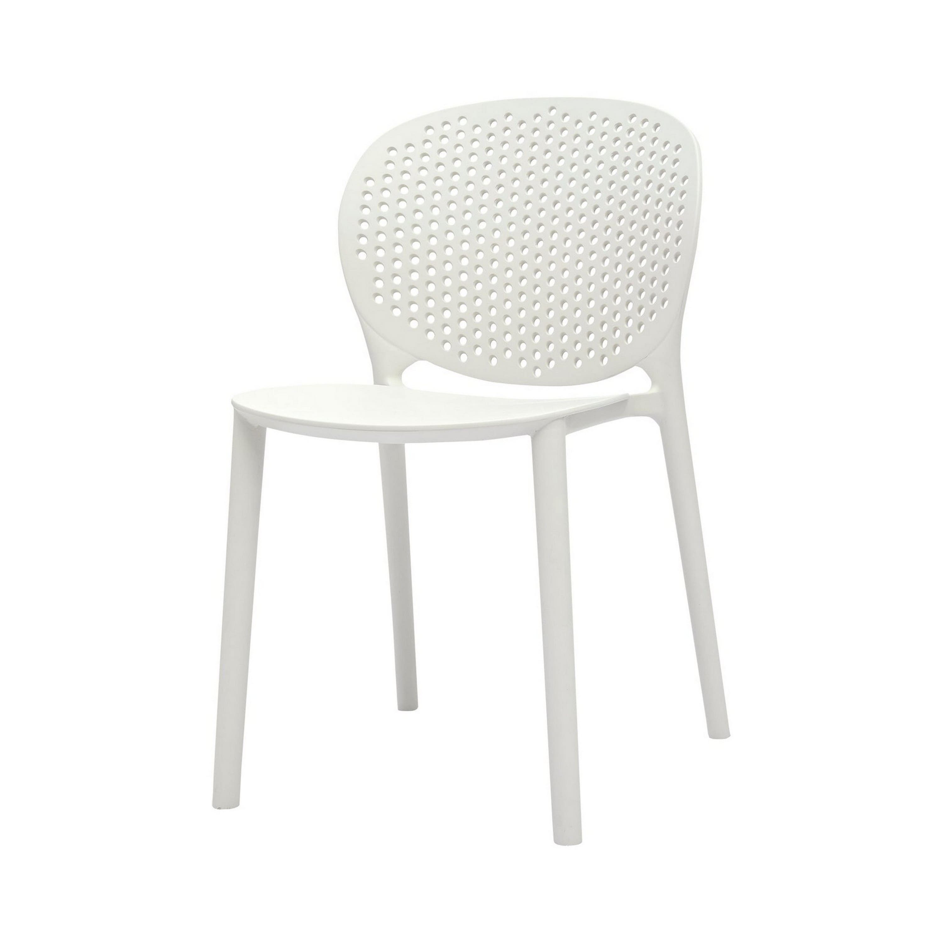 Manhattan Lane - Gyna 14 Inch Kids Side Chairs, Set of 4, Round Dotted Backrest, Armless - White
