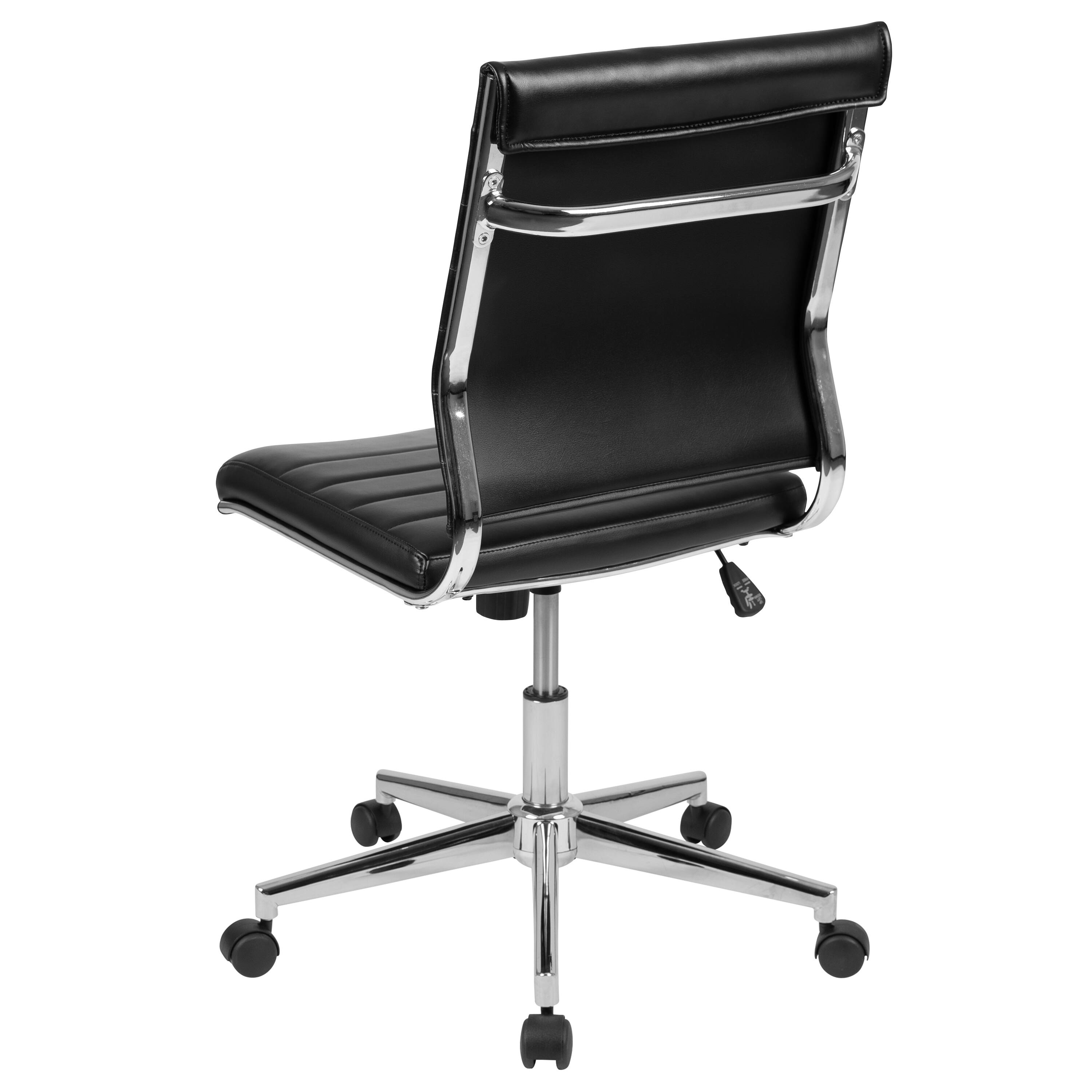 Alt View 5. Emma + Oliver - Mid-Back Armless LeatherSoft Ribbed Executive Swivel Office Chair - Black.