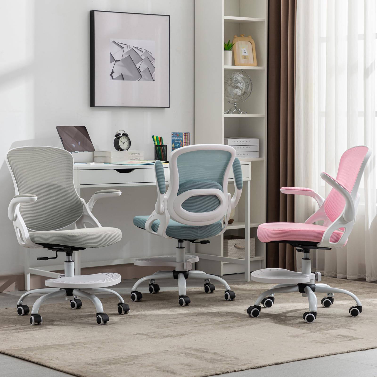 Alt View 6. Hirose Alice - Kids Desk Chair,Ergonomic Study Chair with Adjustable Height,Swivel Mesh Desk Chair with Wheels,Home Office... - Grey.