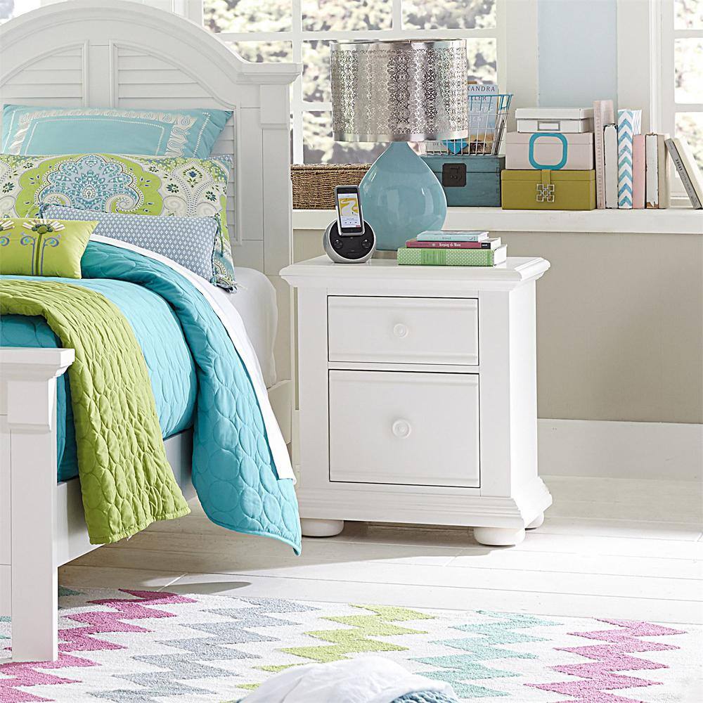 Alt View 5. Liberty Furniture Industries - Summer House 2 Drawer Night Stand in Oyster White - White.