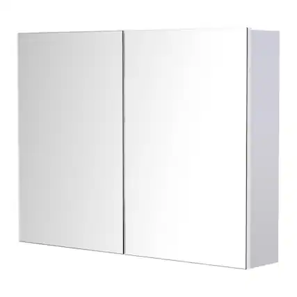 Front. SlickBlue - Rectangular Wall Mirror for Bathroom, Bedroom, or Entryway - White.