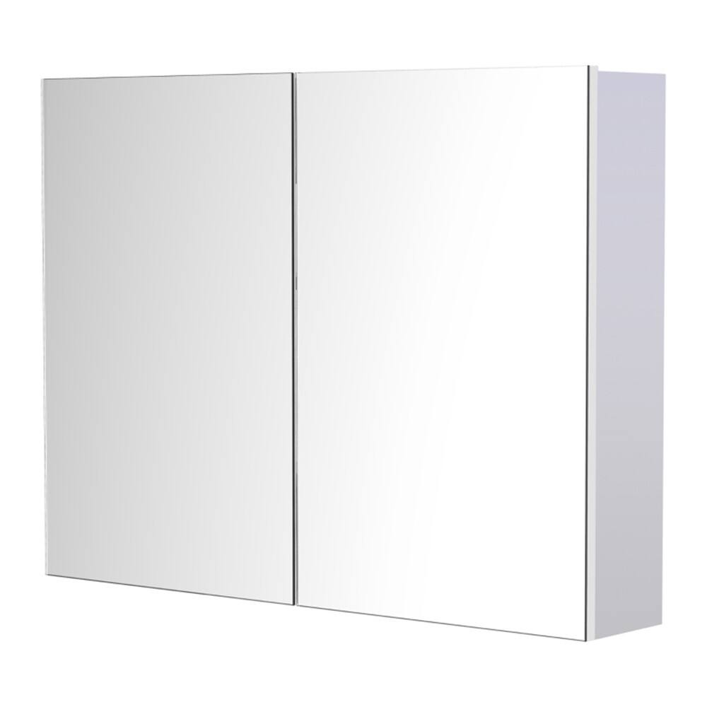 Front. SlickBlue - Rectangular Wall Mirror for Bathroom, Bedroom, or Entryway - White.