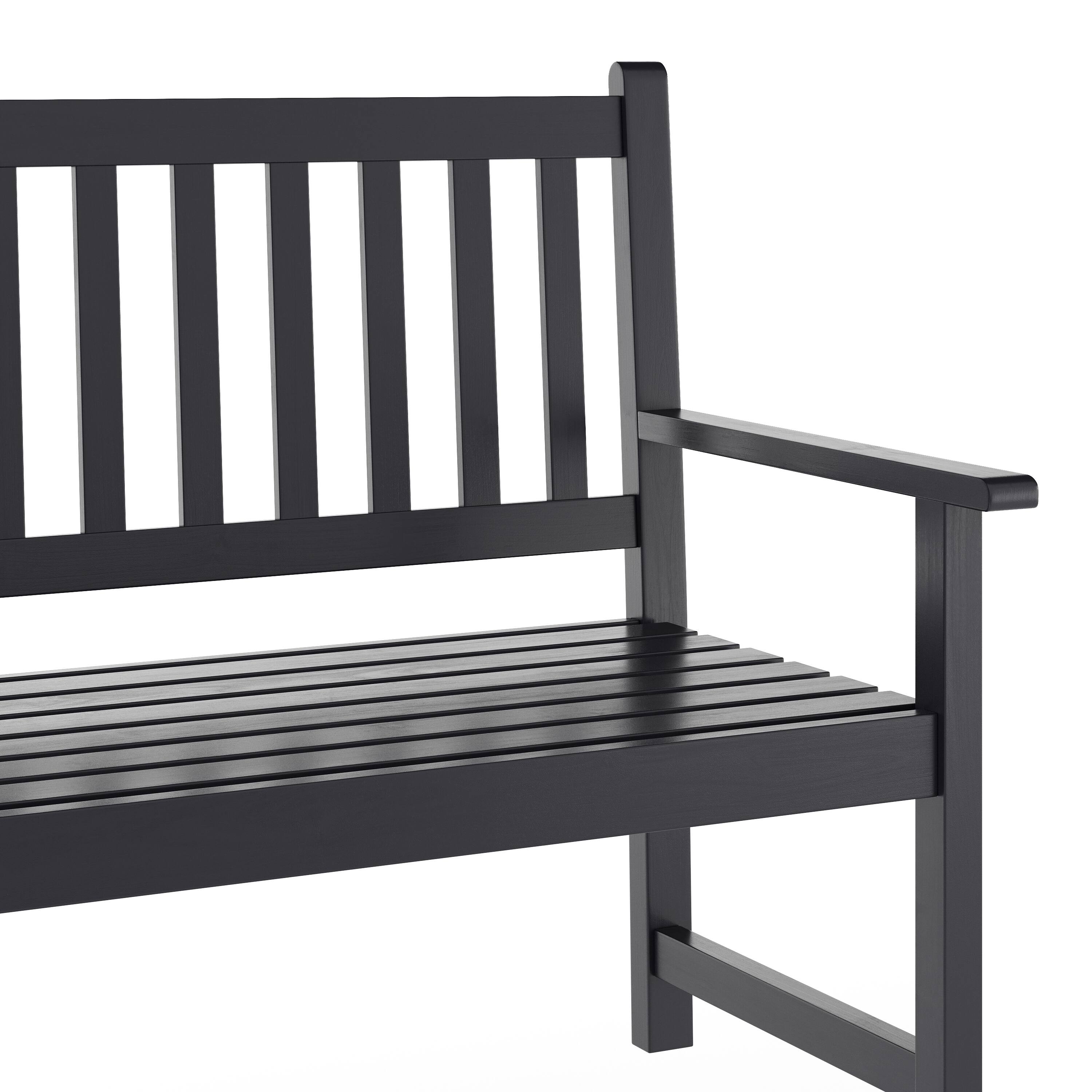 Alt View 8. Emma + Oliver - Acacia Wood Slatted Patio Bench Loveseat for 2 for Indoor/Outdoor Use - Black.