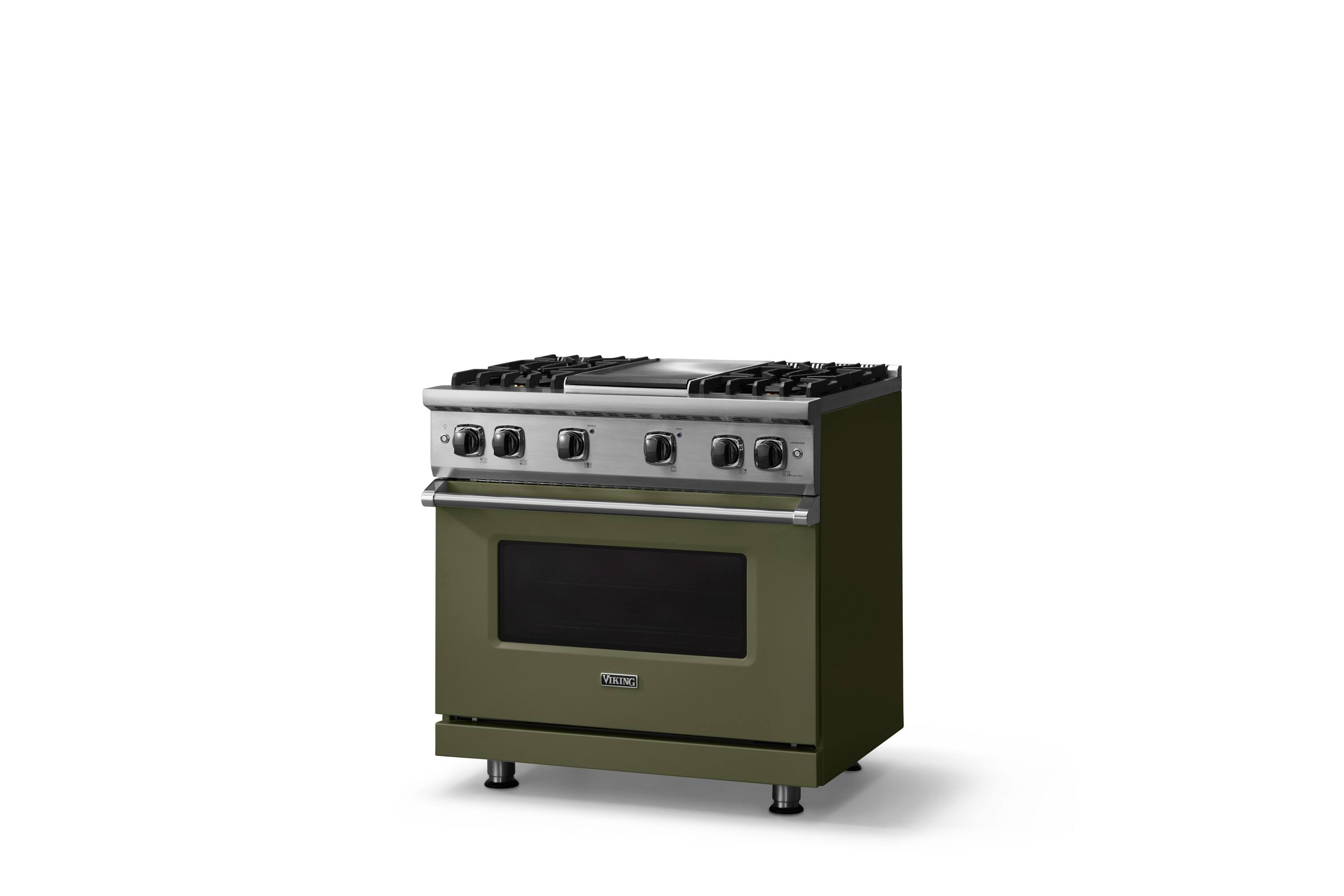 Angle. Viking - 5.1 Cu. Ft. 36"W Freestanding LP Gas Sealed 4 Burner Range with Griddle - Martini.