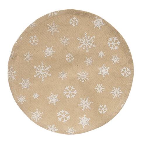 BreeBe - Allover Snowflake Natural Round Mat - Beige
