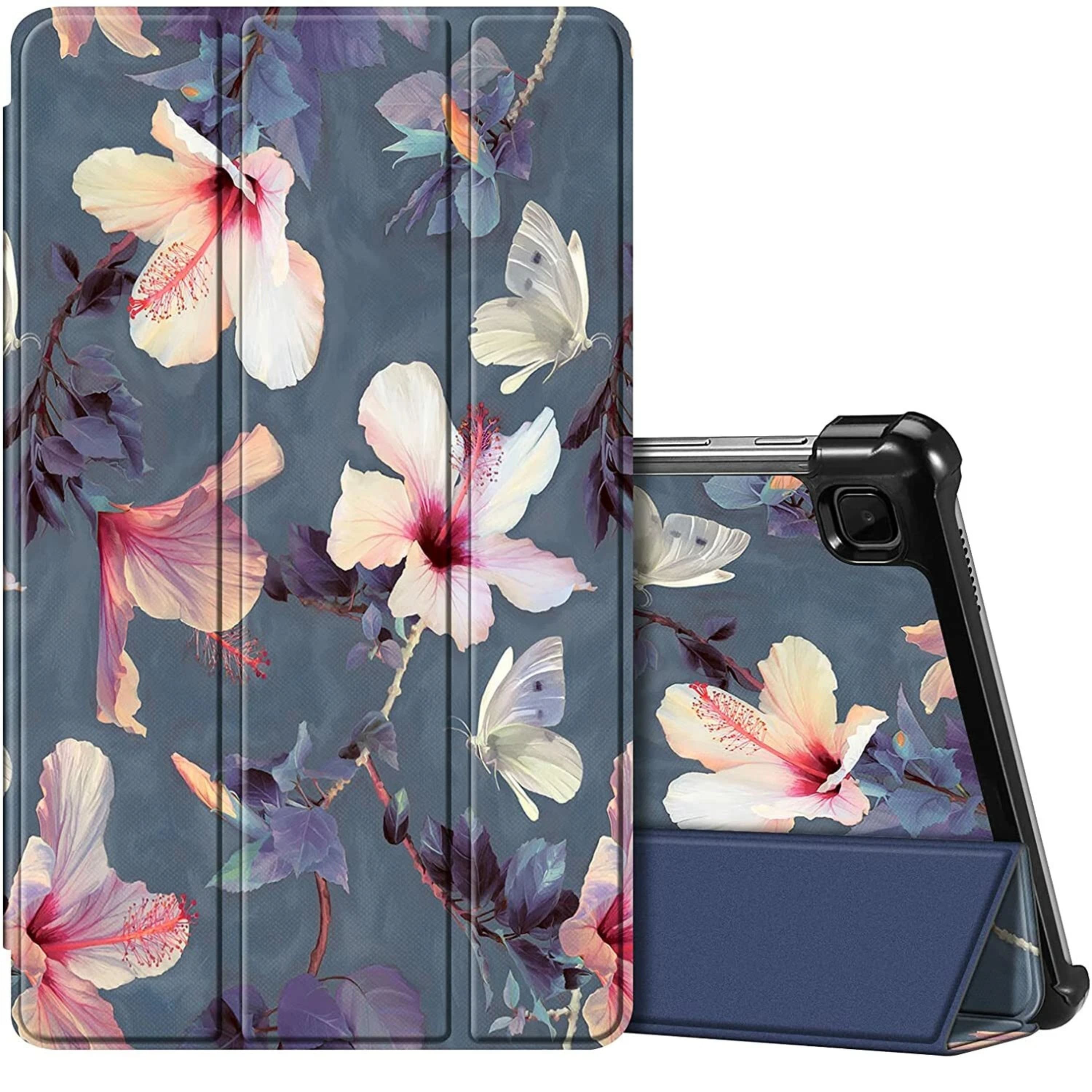 Kitcheniva - Protective Slim Case For Samsung Galaxy Tab A7 Lite 2021 Tri-Fold Cover 8.7" Blooming Hibiscus - Black