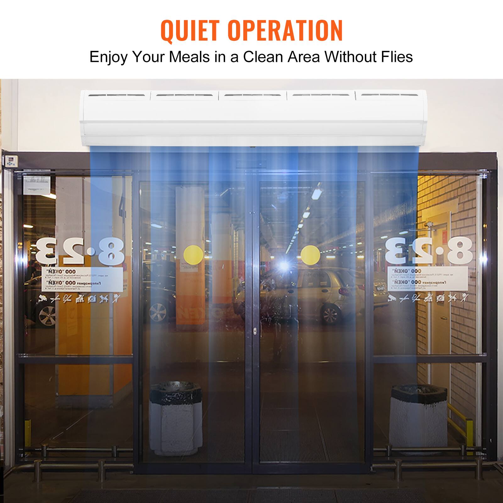 QUIET OPERATION  
Enjoy Your Meals in a Clean Area Without Flies  

823 8 " 000  000   NEXO  
8:23  000 K 000