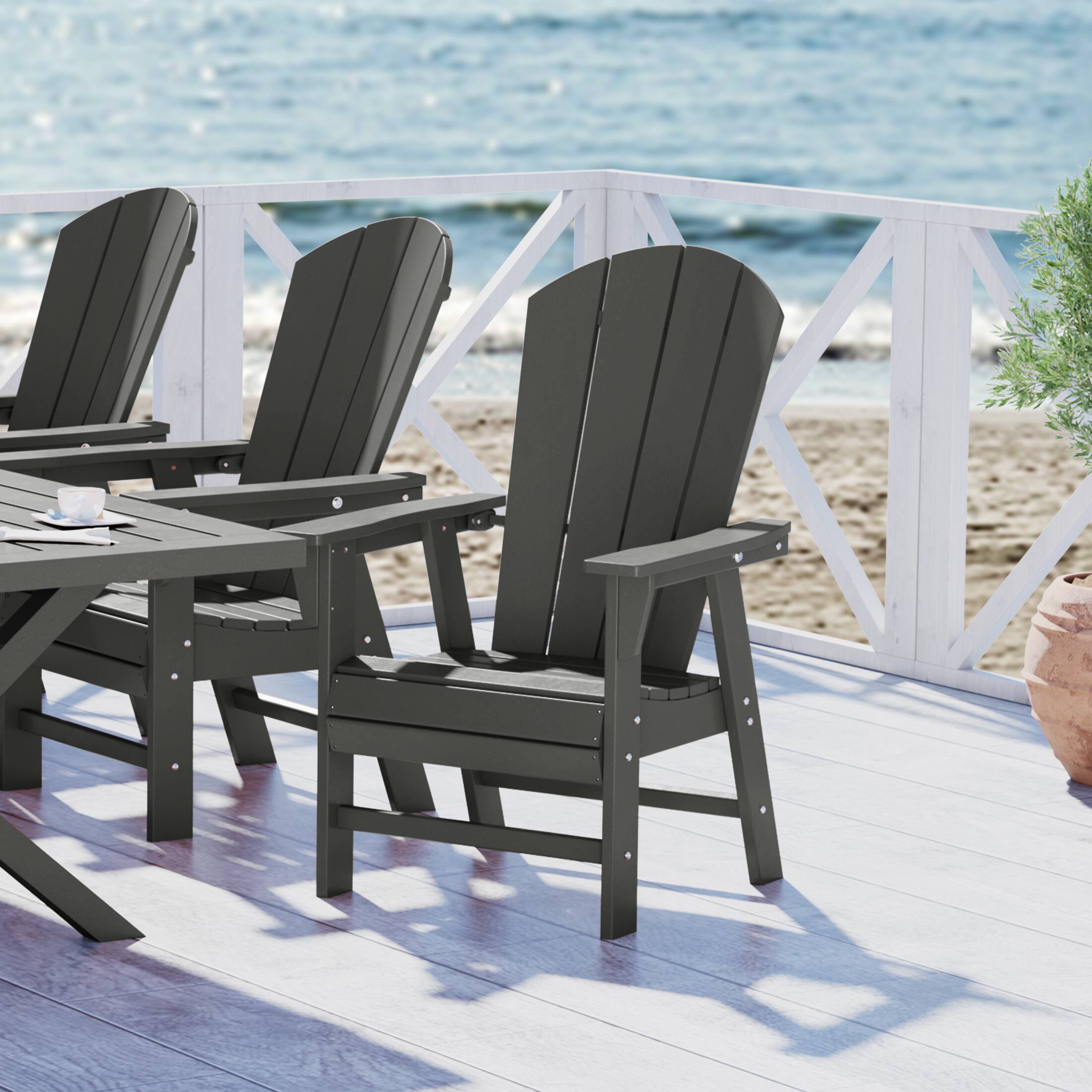 Angle. WestinTrends - WestinTrends Malibu Outdoor Patio HDPE Plastic Adirondack Dining Chair - Gray.