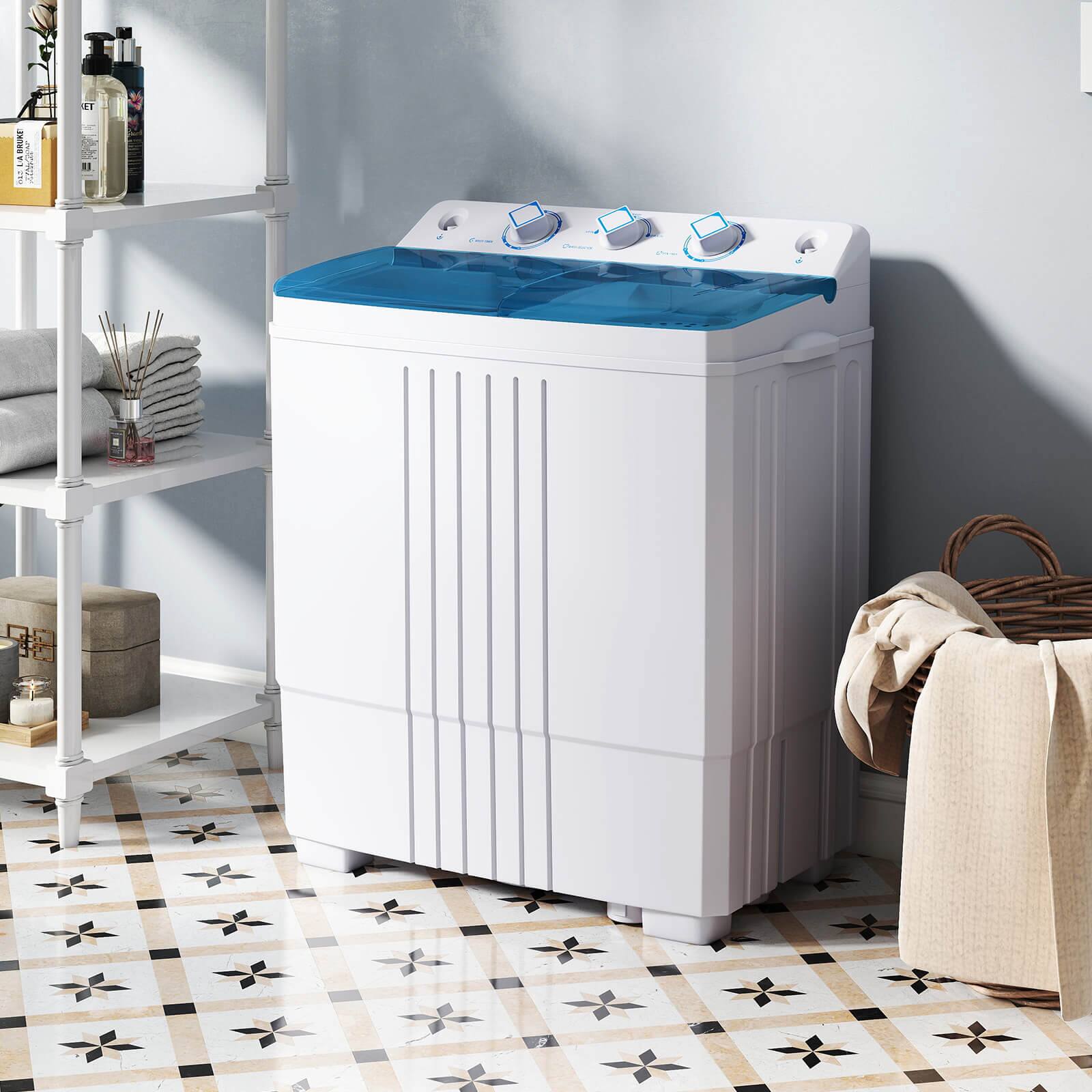 Alt View 1. Costway - Costway Compact Mini Portable Twin Tub Washing Machine 20 Lbs Washer Spinner - Blue,White.