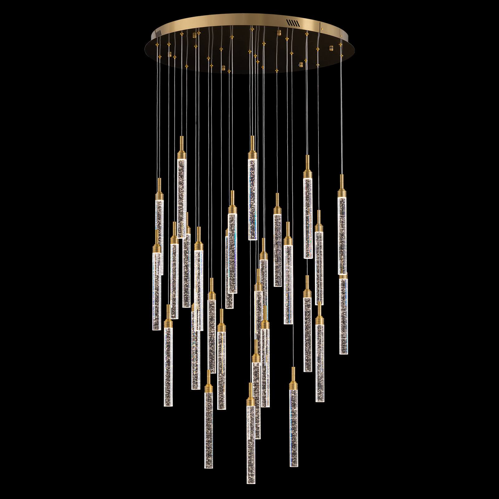 Alt View 8. Siljoy - 31.5-In Gold Bubble Glass Chandelier 28‑Light Adjustable Staircase Pendant Light for High Ceilings Foyer Living Room - Gold.