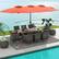 Alt View 2. Costway - 10 Pieces Patio Wicker Dining Set with Double-Sided Patio Umbrella 8 Armchairs - Orange,Mix Brown.