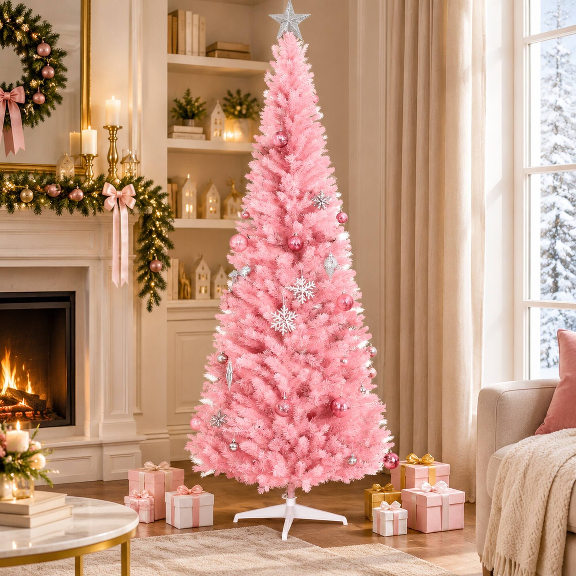 RYHNUYNE Slim Artificial Pencil Christmas Tree With Realistic Branch ...