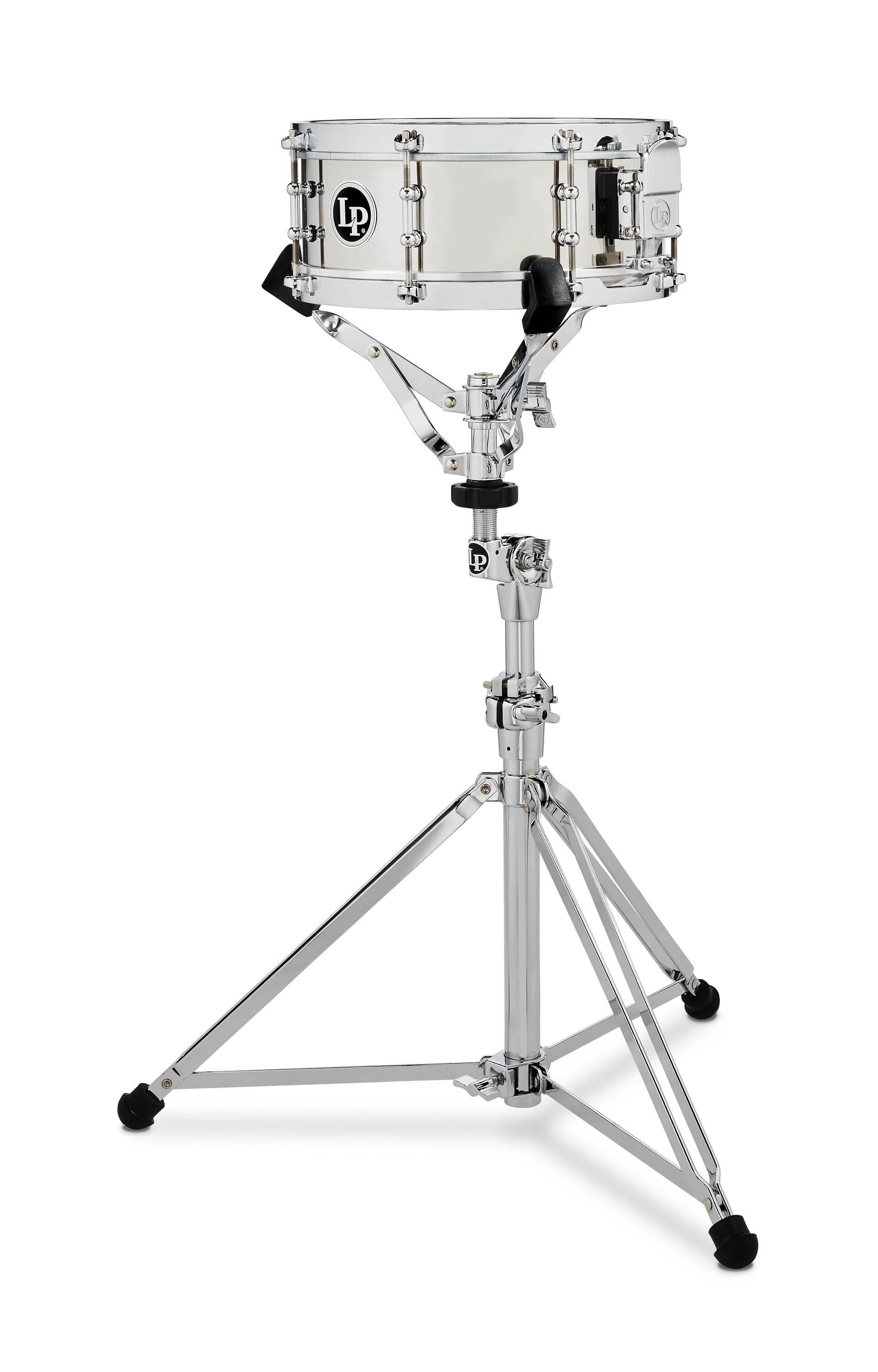 Angle. Latin Percussion - Steel Salsa Snare Drum, 5-1/2" x 13".