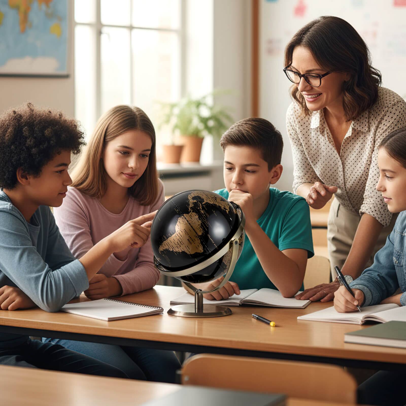 Alt View 4. Costway - Costway 9-Inch Metallic Black World Globe 720° Rotating Earth Globe with Metal Stand - Gold.