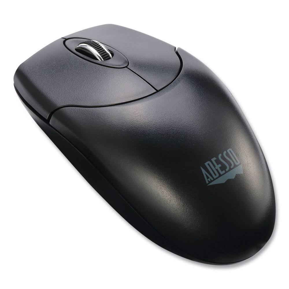 Back. Adesso - Adesso Antimicrobial Wireless Desktop Mouse - Optical - Wireless - 30 ft - Radio Frequency - 2.40 GHz - Black - USB Type - Black.