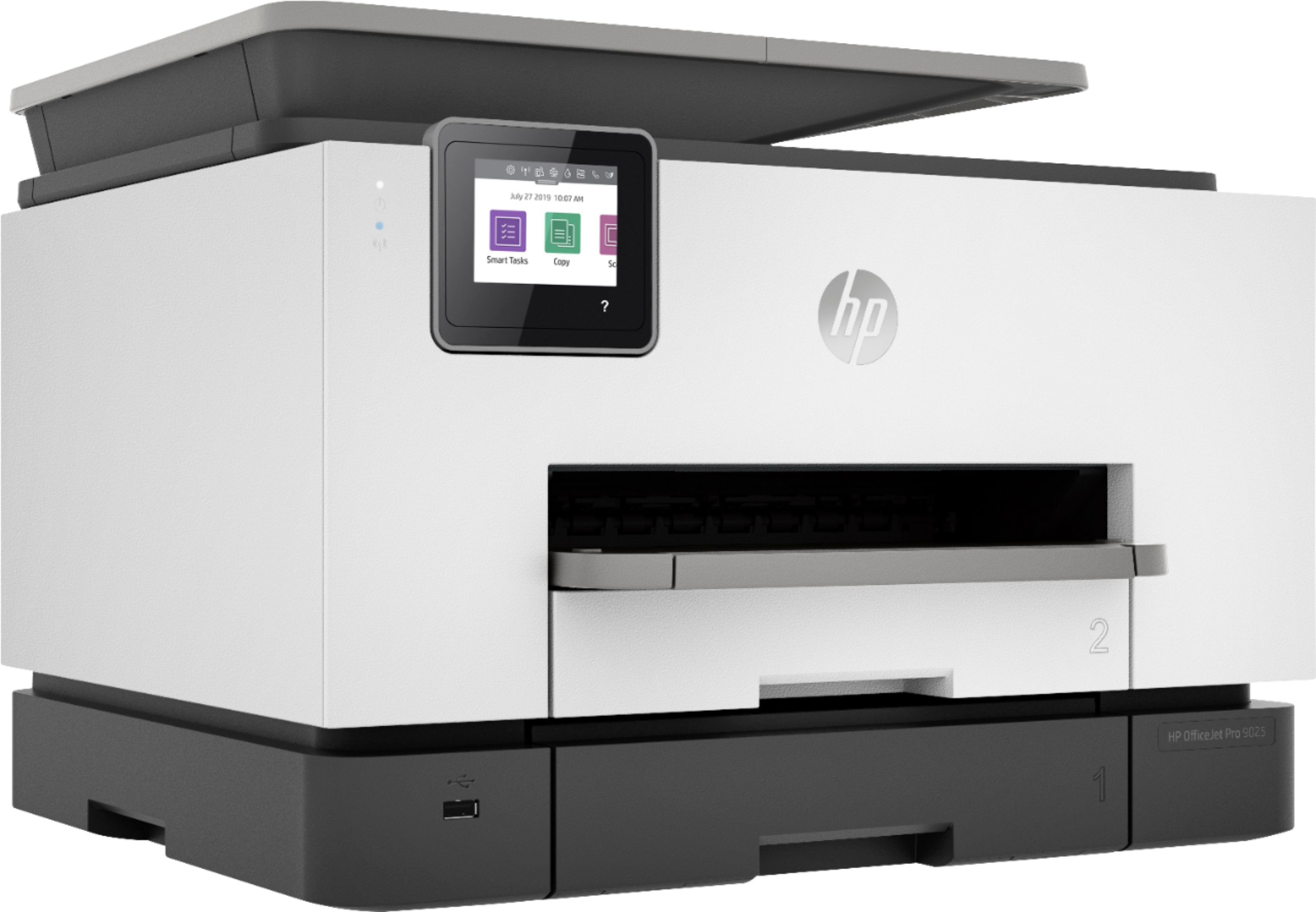 Angle View: HP - OfficeJet Pro 9025 Wireless All-In-One Instant Ink Ready Inkjet Printer - Gray