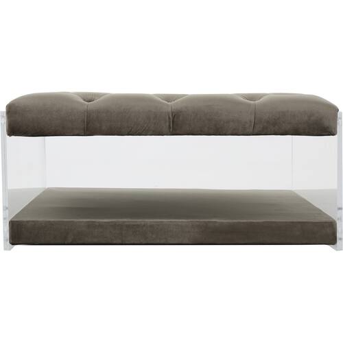 Noble House - Maramec New Velvet Ottoman - Gray