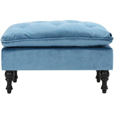 Noble House - Creme New Velvet Ottoman - Aqua