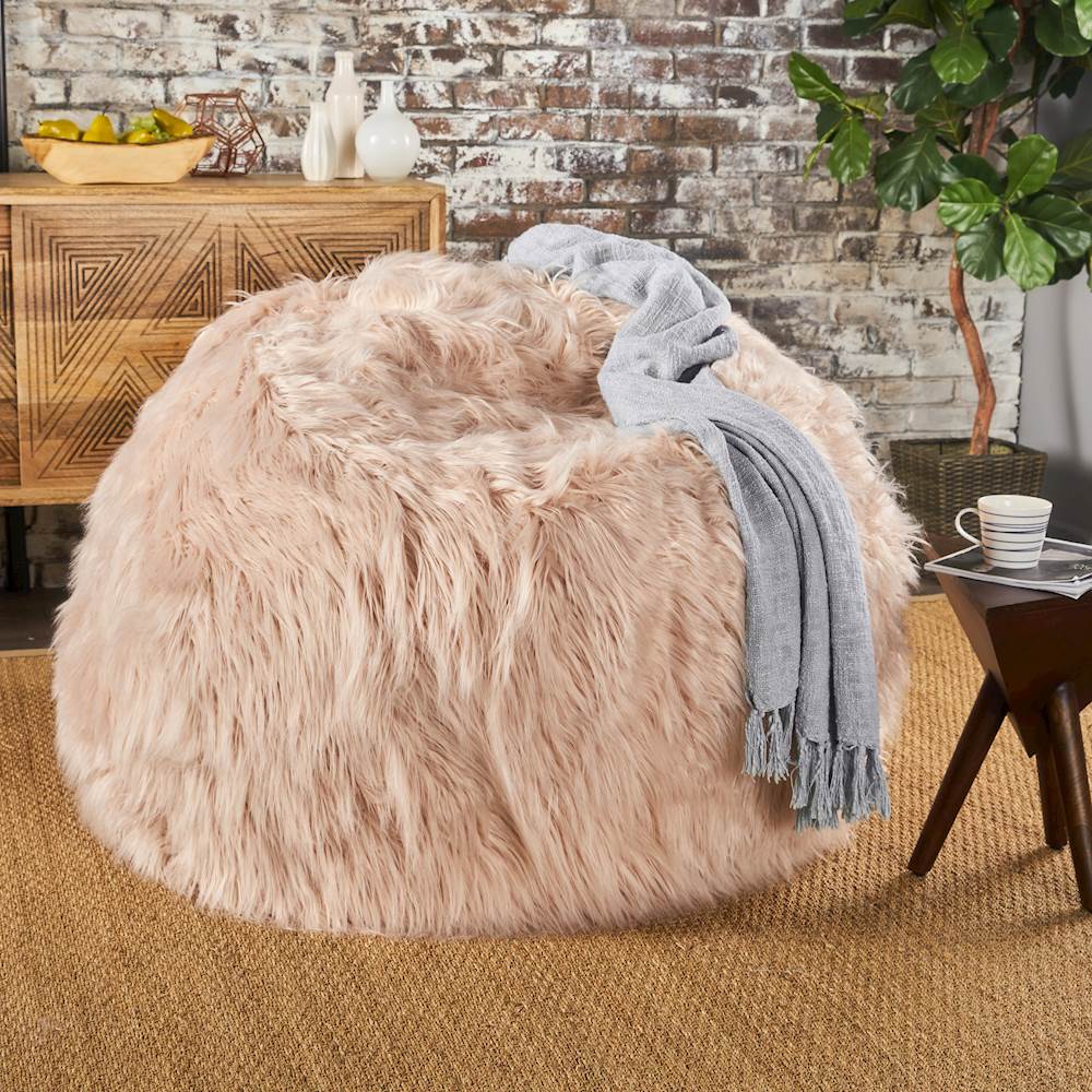 Noble House Cullman Furry Bean Bag Pastel Pink 301705 Best Buy