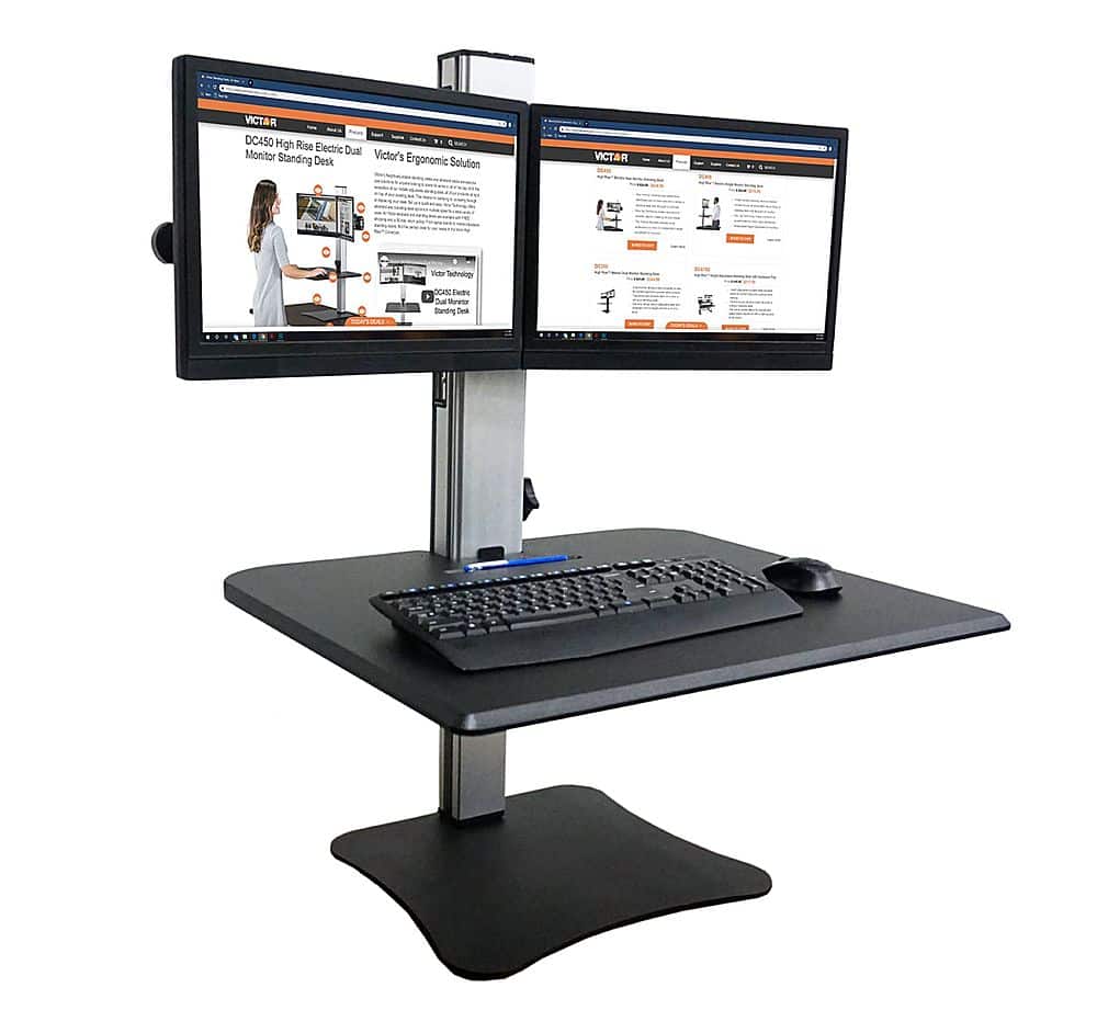 Angle. Victor - DC350A Dual Monitor Sit/Stand Desk Converter - Black.