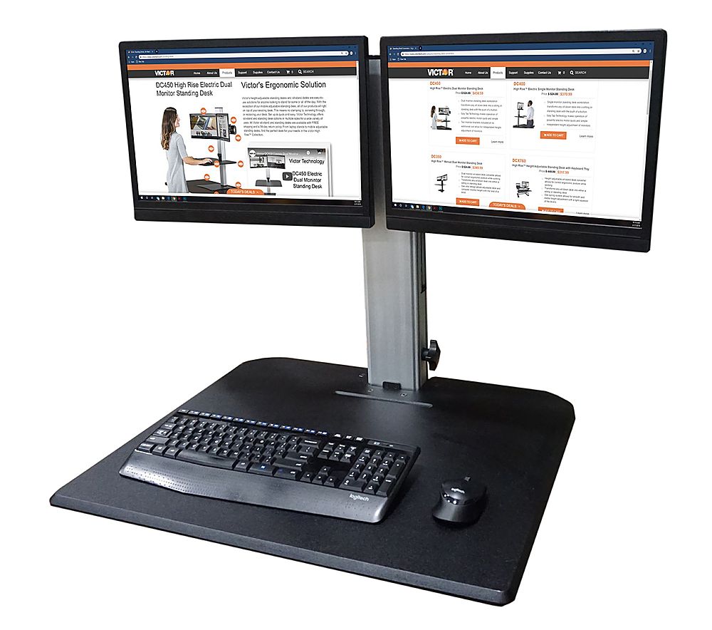 Left View: Victor - DC350A Dual Monitor Sit/Stand Desk Converter - Black
