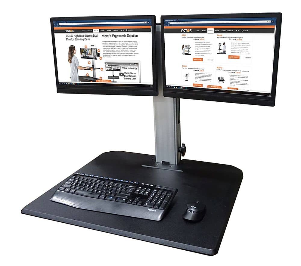 Left. Victor - DC350A Dual Monitor Sit/Stand Desk Converter - Black.