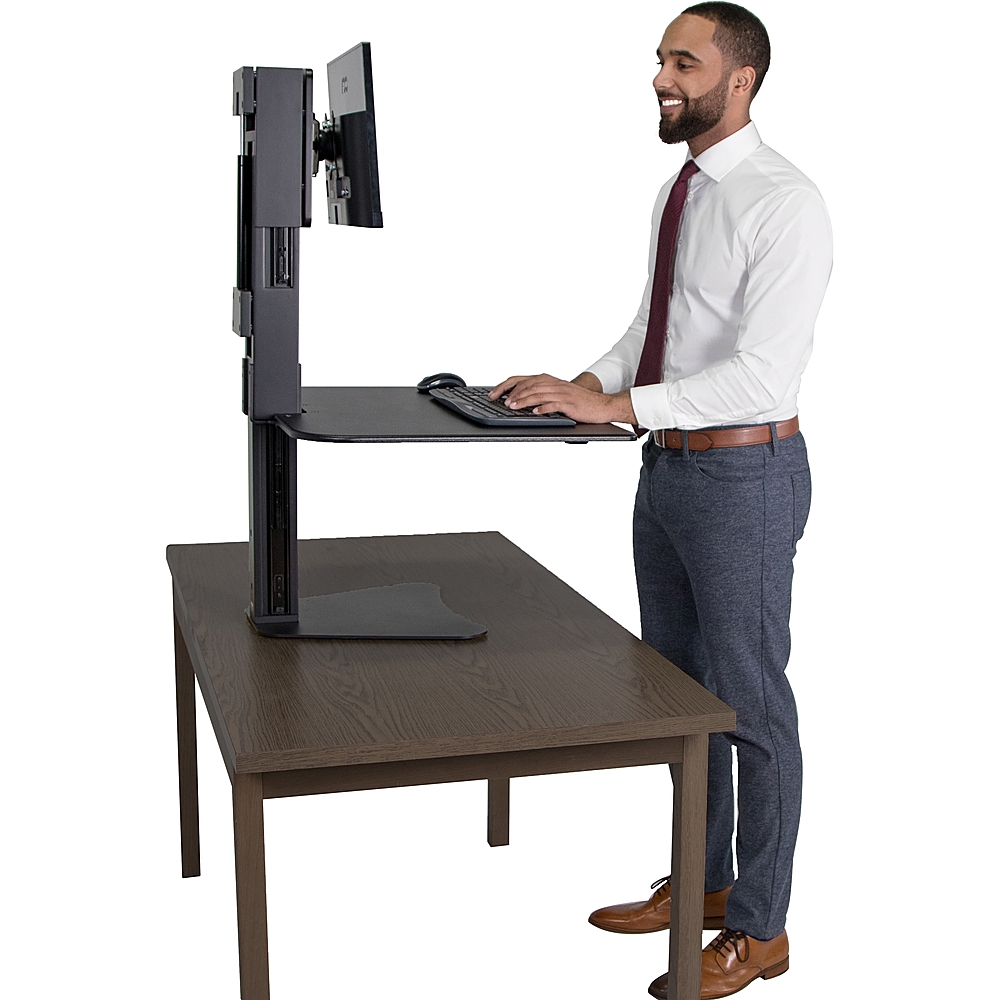 Victor Acacia Wood Stand-Up Desk Converter Brown DC175A - Best Buy