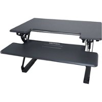 Victor - Adjustable Standing Desk Convertor with Keyboard Tray - Charcoal Gray And Black - Front_Zoom