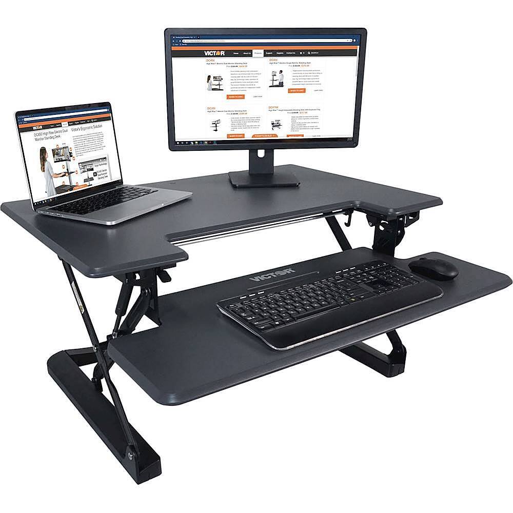 Alt View 13. Victor - Adjustable Standing Desk Convertor with Keyboard Tray - Charcoal Gray And Black.