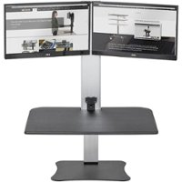 Victor - Electric Dual Monitor Height Adjustable Standing Desk Riser Workstation - Black, Aluminum - Front_Zoom