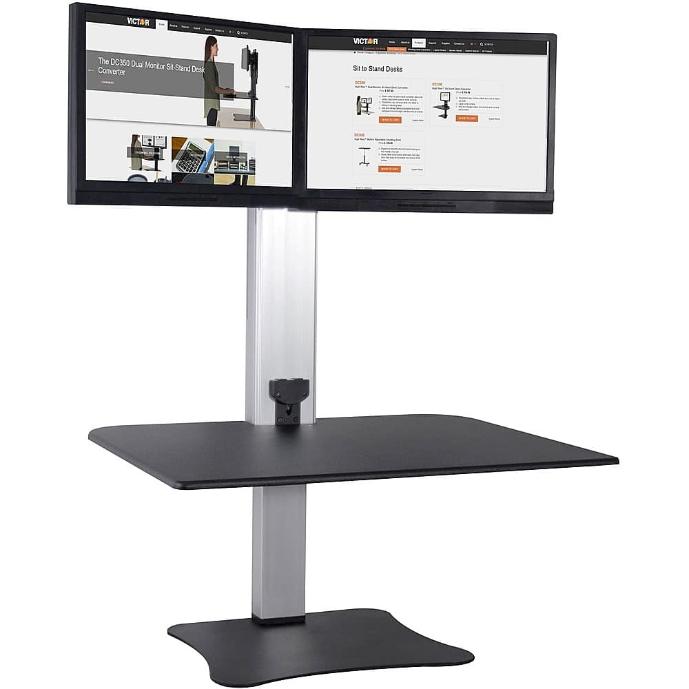 Alt View 13. Victor - Electric Dual Monitor Height Adjustable Standing Desk Riser Workstation - Black, Aluminum.