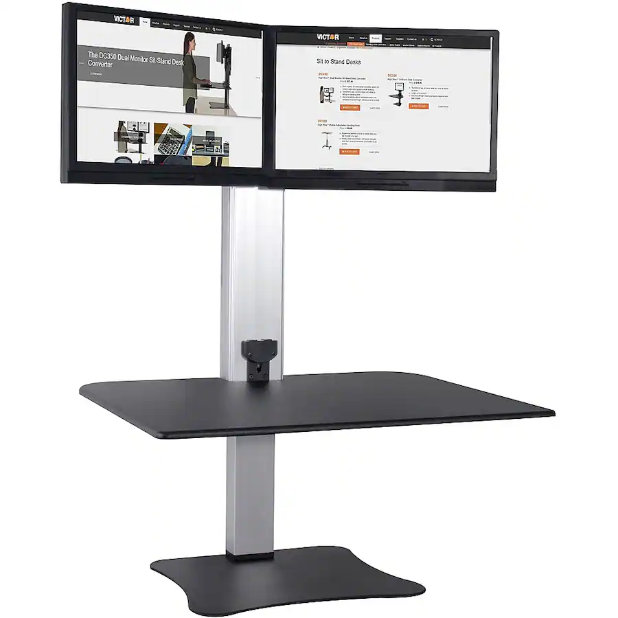 Victor Electric Dual Monitor Height Adjustable Standing Desk Riser ...