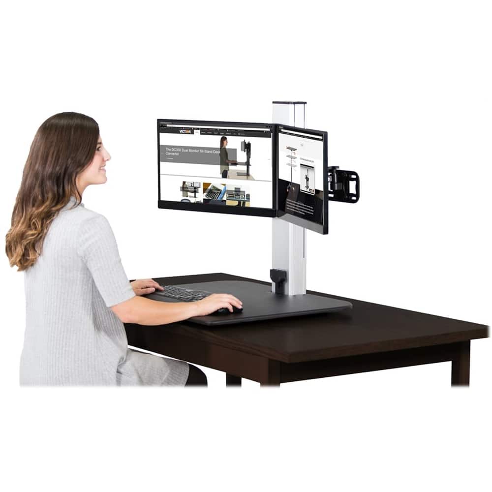Alt View 14. Victor - Electric Dual Monitor Height Adjustable Standing Desk Riser Workstation - Black, Aluminum.