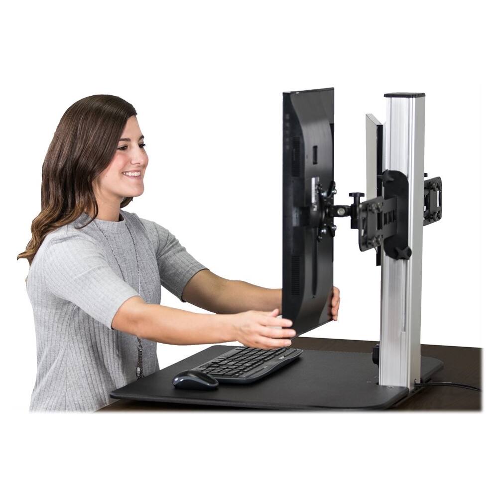Alt View 15. Victor - Electric Dual Monitor Height Adjustable Standing Desk Riser Workstation - Black, Aluminum.