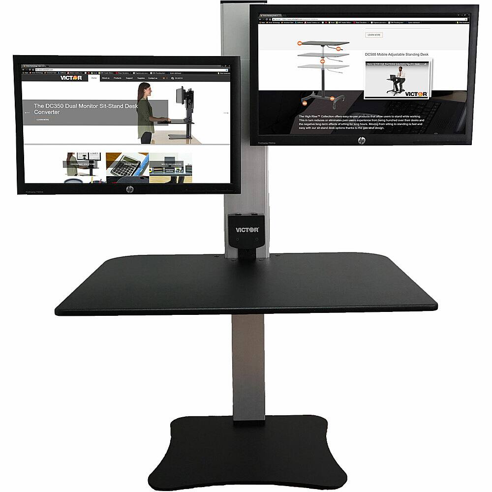 Alt View 20. Victor - Electric Dual Monitor Height Adjustable Standing Desk Riser Workstation - Black, Aluminum.