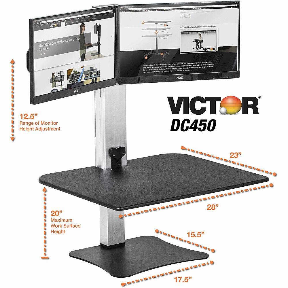 Best Buy Victor High Rise Electric Dual Monitor Height Adjustable