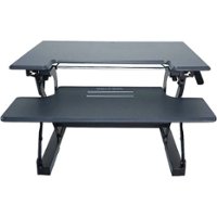 Victor - High Rise Height Adjustable Standing Desk Convertor with Keyboard Tray - Charcoal Gray And Black - Front_Zoom