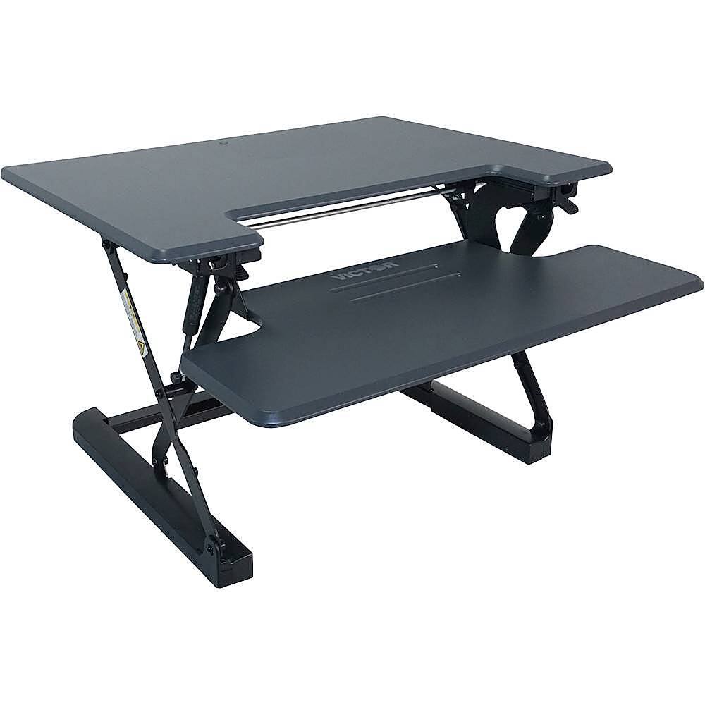 Alt View 18. Victor - High Rise Height Adjustable Standing Desk Convertor with Keyboard Tray - Charcoal Gray And Black.
