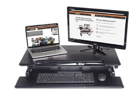 Victor - Height Adjustable Compact Standing Desk Riser with Keyboard Tray - Gray, Black - Alt_View_Zoom_11
