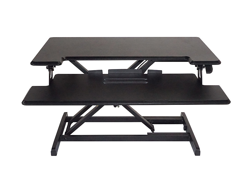 Left View: Victor - High Rise Adjstble Stand-Up Desk Converter - Black