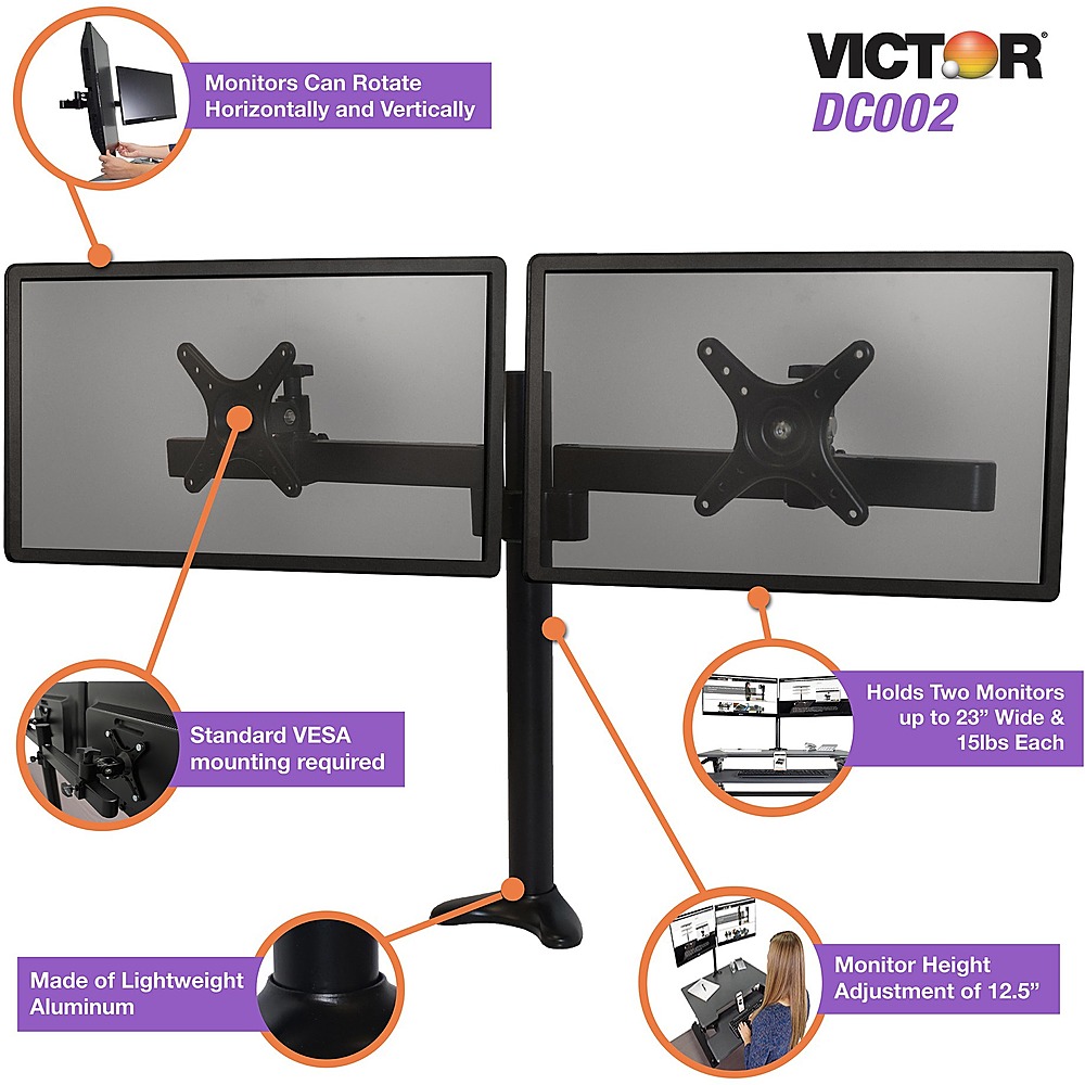 Best Buy: Victor Monitor Mount with Single and Dual Arm Components ...