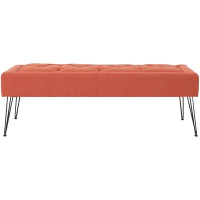 Noble House - Newport Tufted Fabric Ottoman - Dark Salmon
