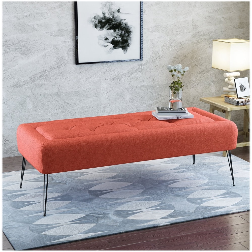 Left View: Noble House - Newton Ottoman - Dark Salmon