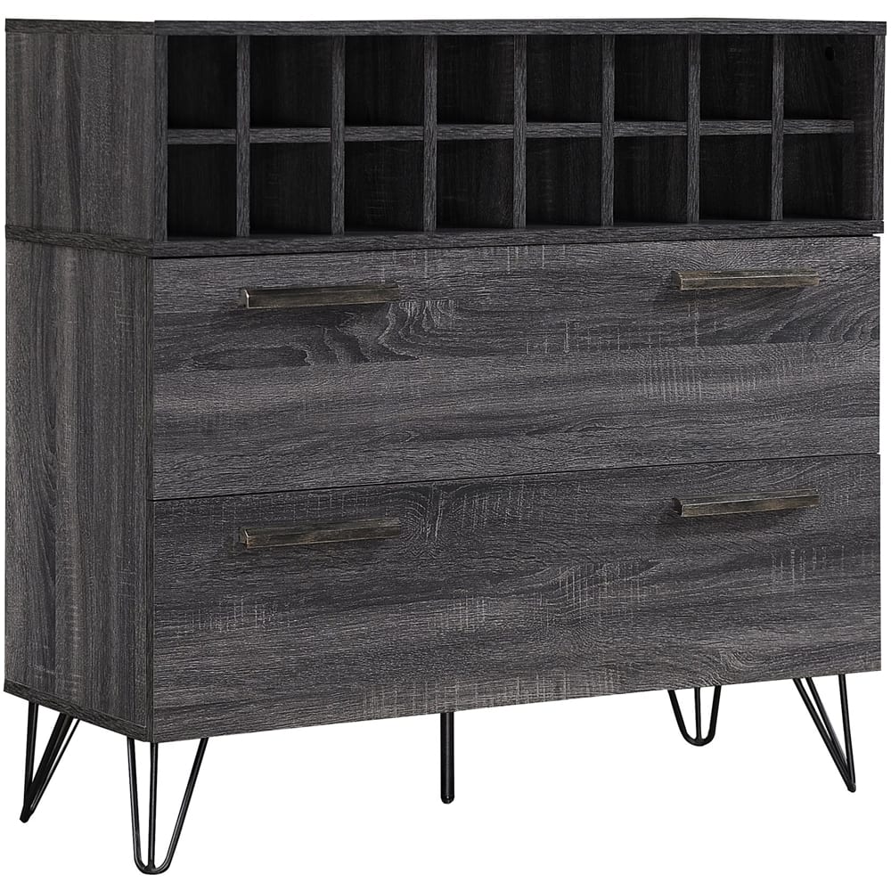 Left View: Noble House - Limon Industrial Bar Cart - Brushed Dark Gray/Pewter