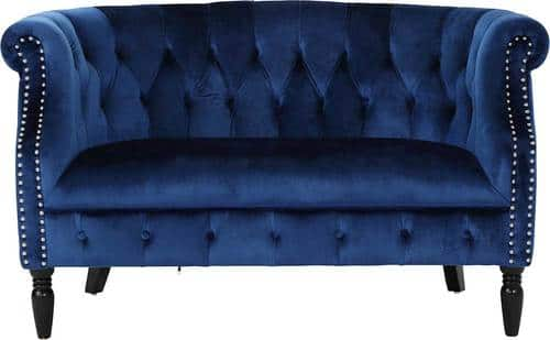 Noble House - Victoria New Velvet Loveseat - Navy Blue