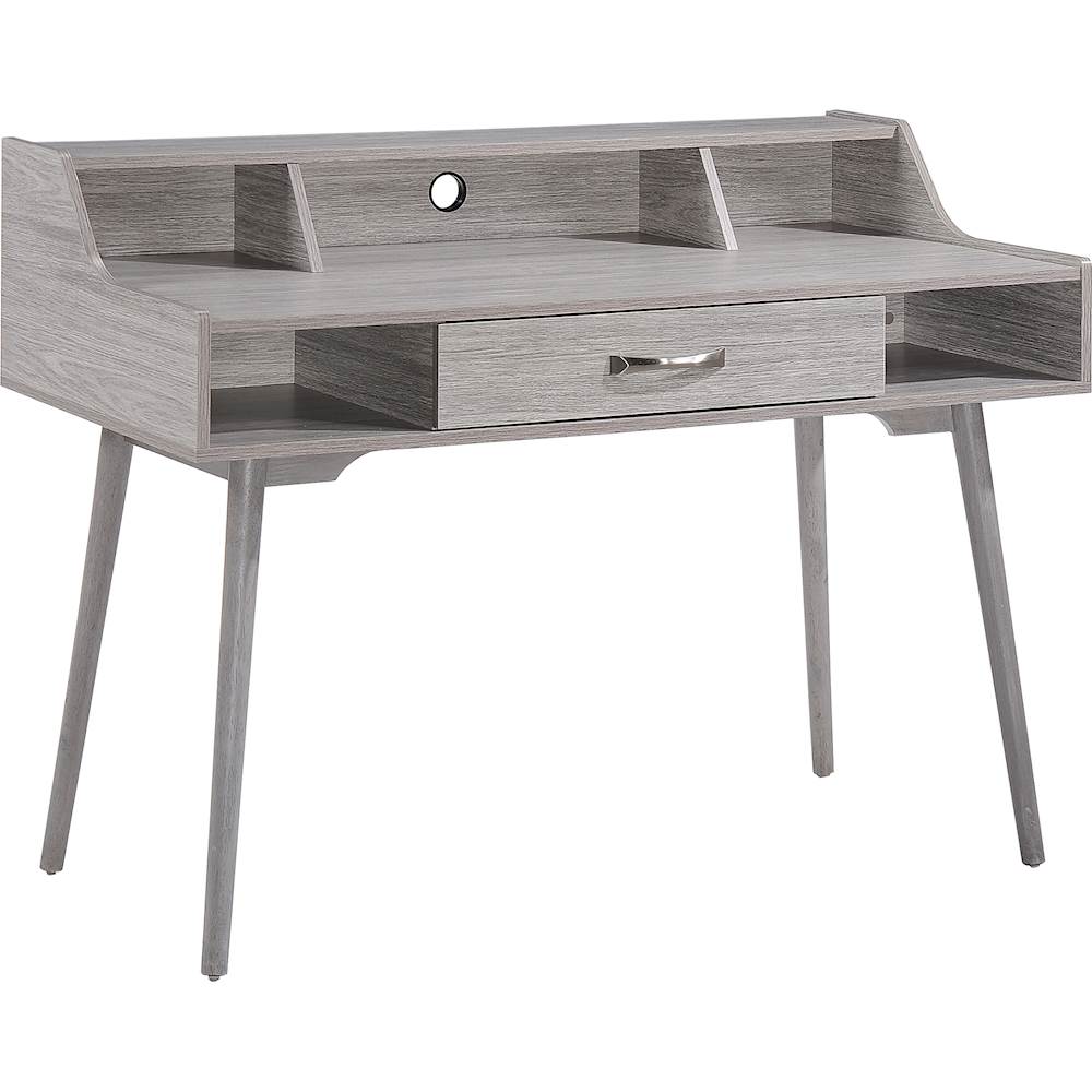 Angle View: Noble House - Albany Mid Century Modern Home Office Desk with Bookcase - Gray Oak