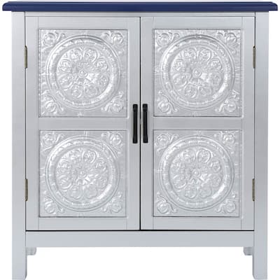 Noble House - Southfield Cabinet - Silver/Navy Blue